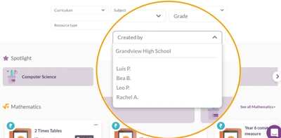 Featured image for New! Exclusive ‘Created by’ feature for team members - The ‘Created By’ filter allows teachers to find every public resource ever created by all other teachers within their Team...